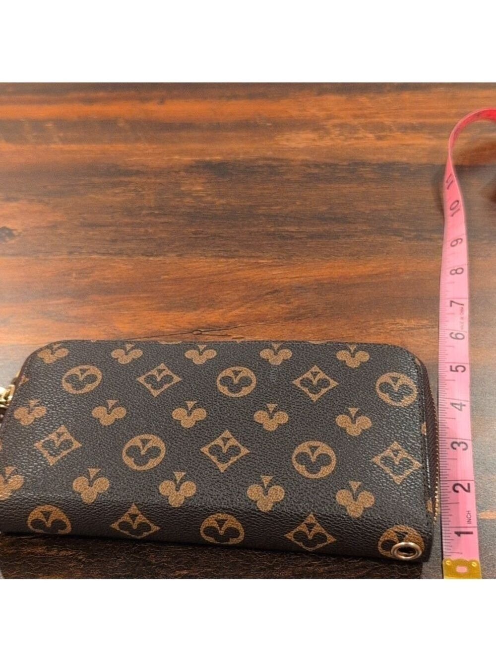 Brown, Tan Monogram Wallet Wristlet,New, With Many Slots And Zipper Inside.New. - Picture 6 of 6